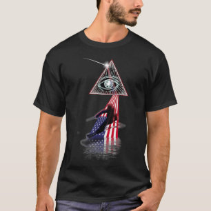 Vintage Retro Prism US Flag Skiing T-Shirt