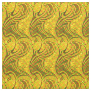 Vintage Retro Psychedelic Yellow Pattern Fabric