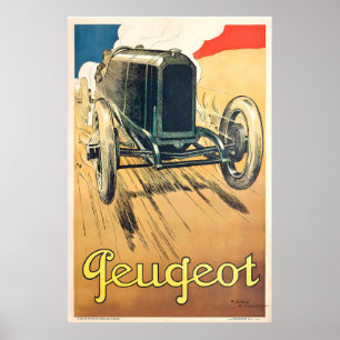 Vintage Retro Racing Car Poster - Framed Unframed