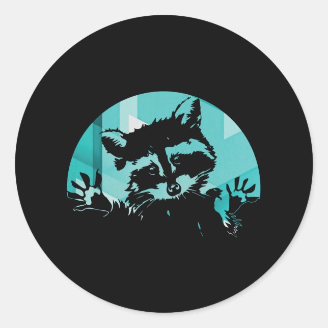 Vintage Retro Racoon Classic Round Sticker (Front)