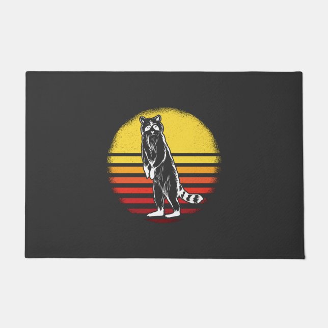 Vintage Retro Racoon Doormat (Front)