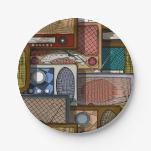 Vintage Retro Radio Mid-Century Antique Paper Plate