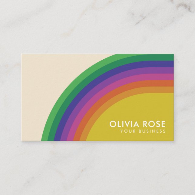 Vintage Retro Rainbow Business Card (Front)