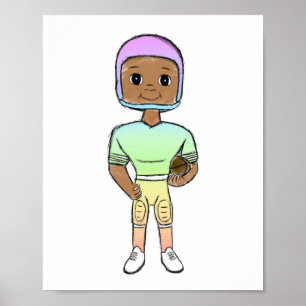 vintage retro rainbow football player colourful poster