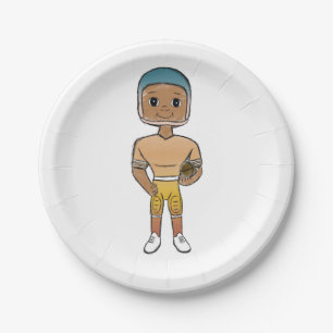 vintage retro rainbow football player ombre paper plate