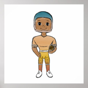 vintage retro rainbow football player ombre   poster