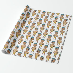 vintage retro rainbow football player ombre  wrapping paper