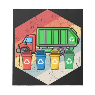 Vintage Retro Recycling Trash Kids Garbage Truck Notepad