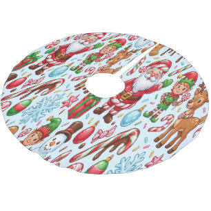 Vintage Retro Red Candy Cane Wonderland Christmas Brushed Polyester Tree Skirt