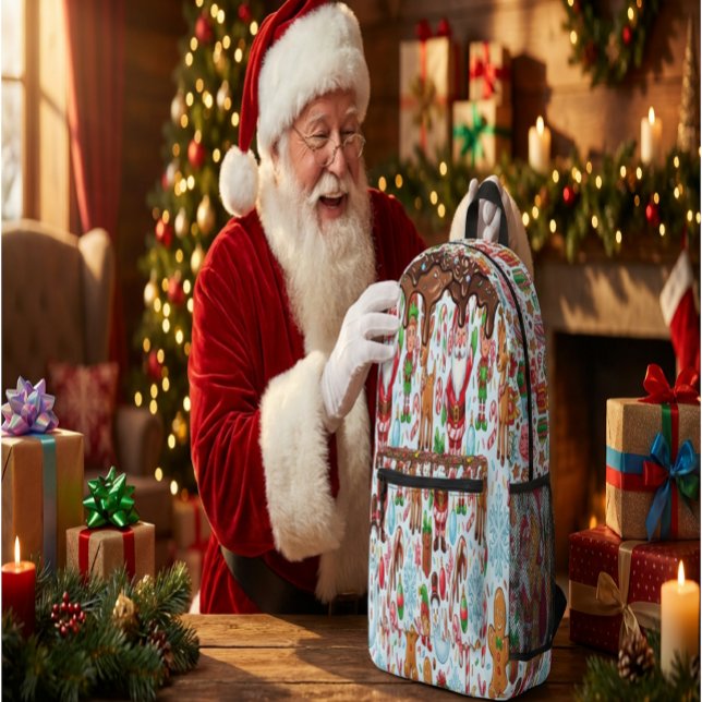Vintage Retro Red Candy Cane Wonderland Christmas Printed Backpack (Carry the holiday magic wherever you go! 🎄✨ #VYBECORE”
)