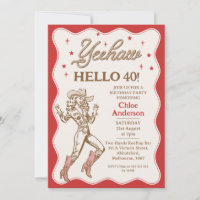 Vintage Retro Red Cheetah Cowgirl 40th Birthday 