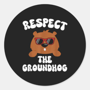 Vintage Retro Respect The Groundhog Holiday Funny Classic Round Sticker