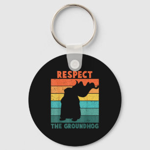 Vintage Retro Respect The Groundhog Holiday Funny Key Ring