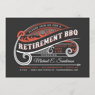 Vintage Retro Retirement BBQ Invitations