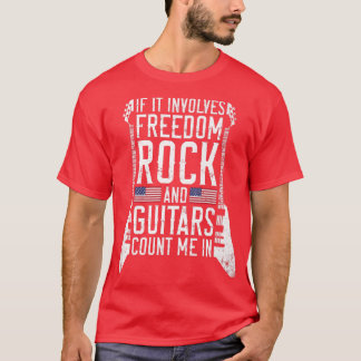 Vintage Retro Rock American Flag Guitar Player Pre T-Shirt