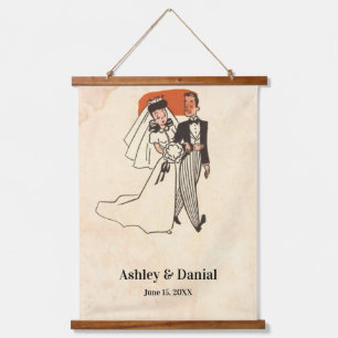Vintage Retro Romantic Bride Groom Classic Wedding Hanging Tapestry