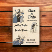 Vintage Retro Romantic Comic Wedding Save the Date