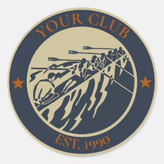 Vintage Retro Rowing Club Logo to personalise Classic Round Sticker