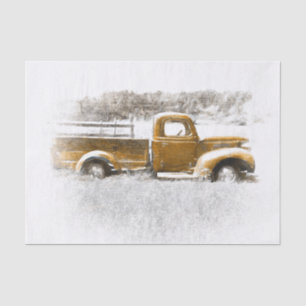  Vintage Retro Rustic Gold Grey Farm Truck Tissue Paper