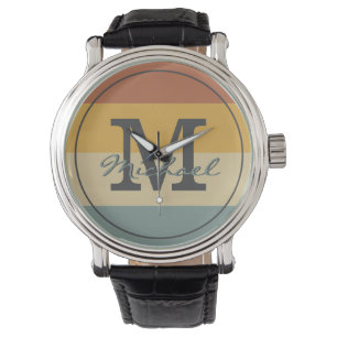 Vintage retro rustic name initials personalised watch