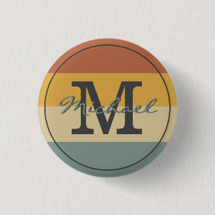 Vintage retro rustic name initials personalized 3 cm round badge