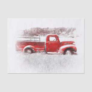  Vintage Retro Rustic Red Farm Truck Tissue Paper