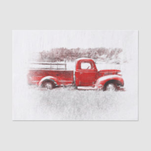 Vintage Retro Rustic Red Farm Truck Tissue Paper