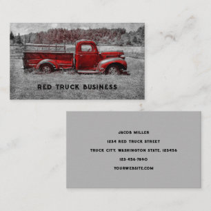  Vintage Retro Rustic Red Gray Farm Truck Business Card