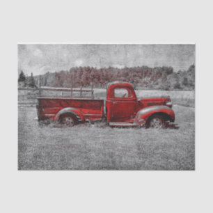 Vintage Retro Rustic Red Grey Farm Truck Tissue Paper