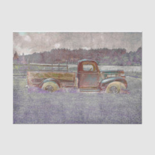 Vintage Retro Rustic Red Purple Art Farm Truck Tissue Paper