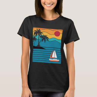 Vintage Retro Sailboat 80s 70s Style Sailing Boat  T-Shirt