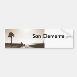 vintage retro san clemente pier california sepia bumper sticker