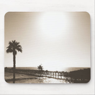 vintage retro san clemente pier california sepia mouse pad