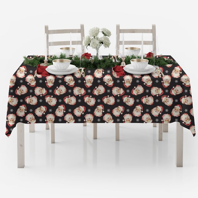 Vintage Retro Santa Black Christmas Tablecloth (Creator Uploaded)