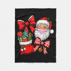 Vintage Retro Santa Christmas Bubble Gum Coquette  Fleece Blanket