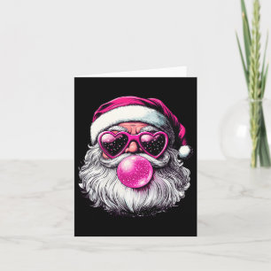 Vintage Retro Santa Christmas Bubble Gum Pink Sung Card
