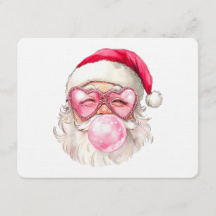 Vintage Retro Santa Christmas Bubble Gum Pink Sung Invitation