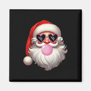 Vintage Retro Santa Christmas Bubble Gum Pink Sung Magnet