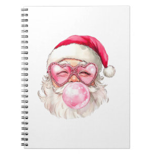Vintage Retro Santa Christmas Bubble Gum Pink Sung Notebook