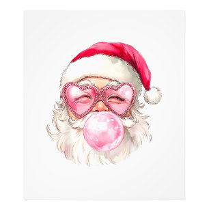 Vintage Retro Santa Christmas Bubble Gum Pink Sung Photo Print