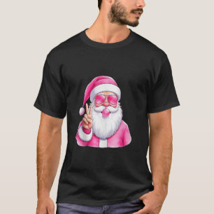 Vintage Retro Santa Christmas Bubble Gum Pink Sung T-Shirt