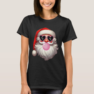 Vintage Retro Santa Christmas Bubble Gum Pink Sung T-Shirt