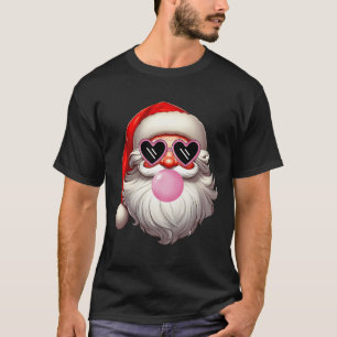 Vintage Retro Santa Christmas Bubble Gum Pink Sung T-Shirt