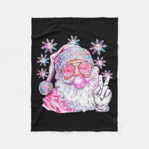 Vintage Retro Santa Christmas Nk Sungles Bubble Gu Fleece Blanket