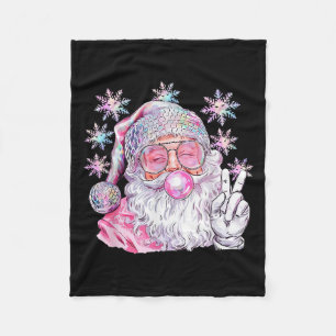 Vintage Retro Santa Christmas Nk Sungles Bubble Gu Fleece Blanket