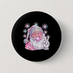 Vintage Retro Santa Christmas Pink Sungles Bubble 6 Cm Round Badge