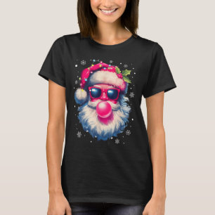 Vintage Retro Santa Christmas Pink Sungles Bubble T-Shirt