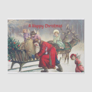 Vintage Retro Santa Claus and Christmas Angels Tissue Paper