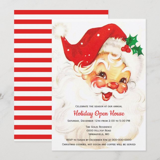 Vintage Retro Santa Claus Christmas  Invitation (Front/Back)