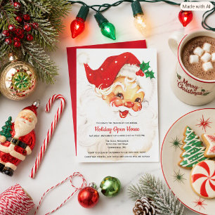 Vintage Retro Santa Claus Christmas Invitation